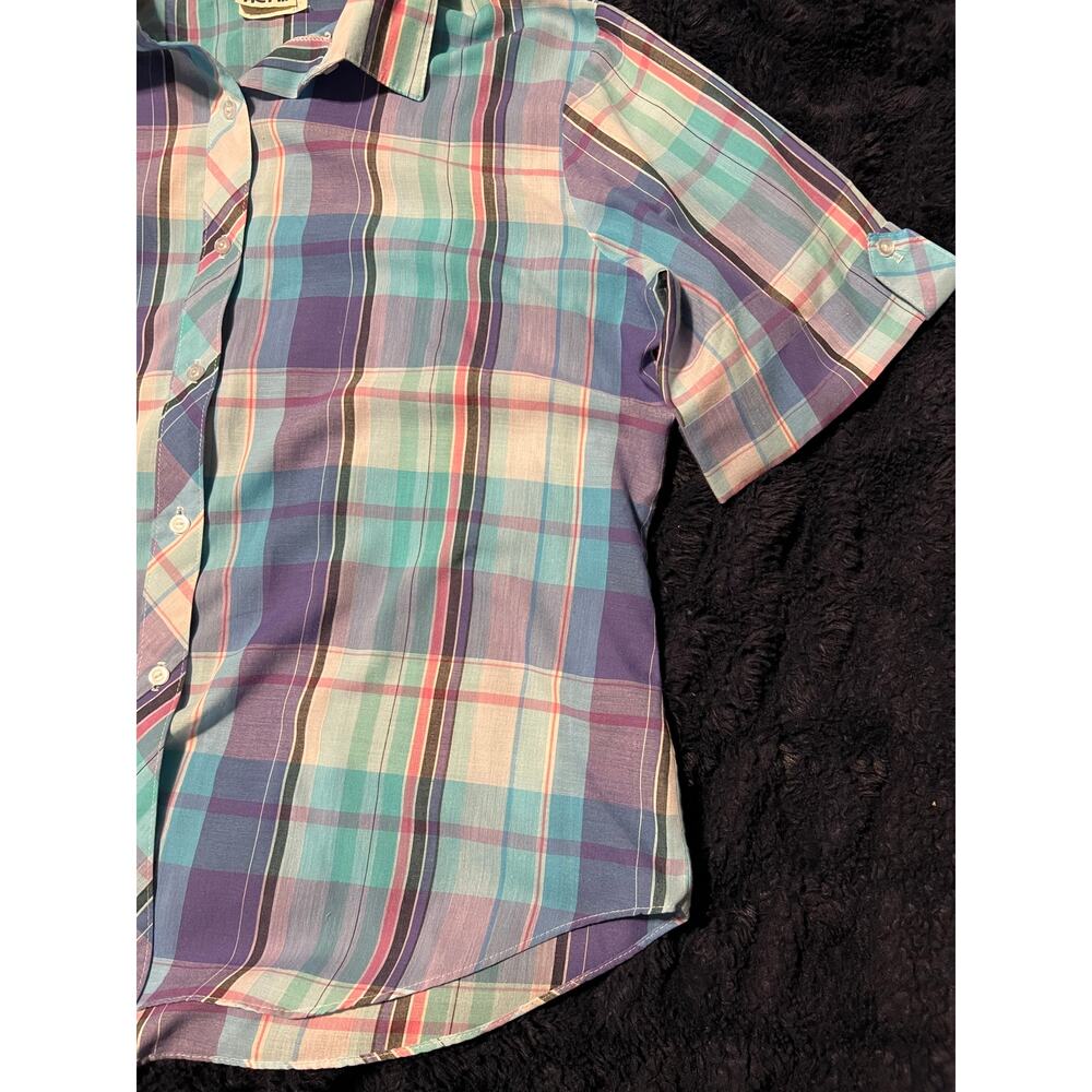 Vintage ACT III Women’s Size 18 Plaid Button Down Shirt XXL Short Sleeve EUC - Picture 3 of 9